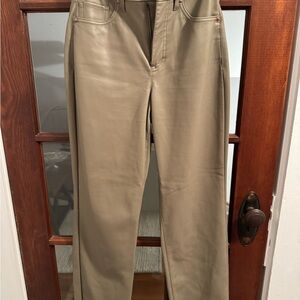 Express Modern Straight Tan Leather Pants